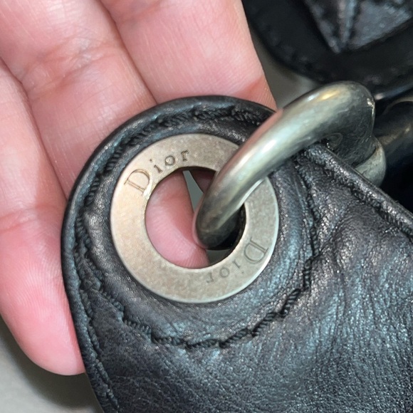 2006 CHRISTIAN DIOR Black Leather Suede Rebelle Hobo Bag Vintage - Picture 4 of 16